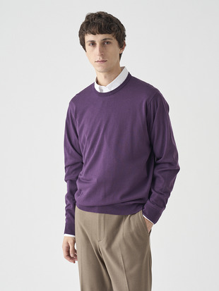 クルーネック長袖ニットプルオーバー | SCANLAN | 30G MODERN FIT