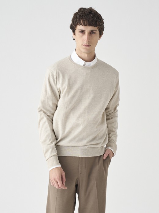 クルーネック長袖ニットプルオーバー | SCANLAN | 30G MODERN FIT 詳細画像 GREY FLEECE 1
