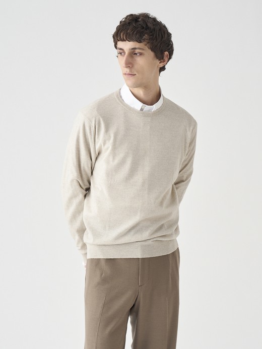 クルーネック長袖ニットプルオーバー | SCANLAN | 30G MODERN FIT 詳細画像 GREY FLEECE 2