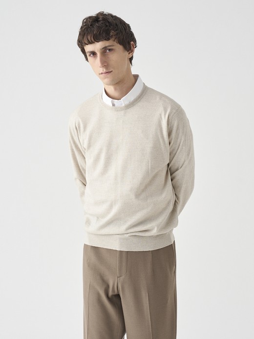 クルーネック長袖ニットプルオーバー | SCANLAN | 30G MODERN FIT 詳細画像 GREY FLEECE 3
