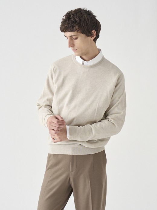 クルーネック長袖ニットプルオーバー | SCANLAN | 30G MODERN FIT 詳細画像 GREY FLEECE 4