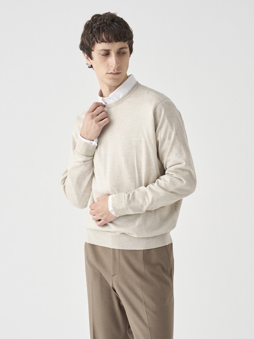 クルーネック長袖ニットプルオーバー | SCANLAN | 30G MODERN FIT 詳細画像 GREY FLEECE 5