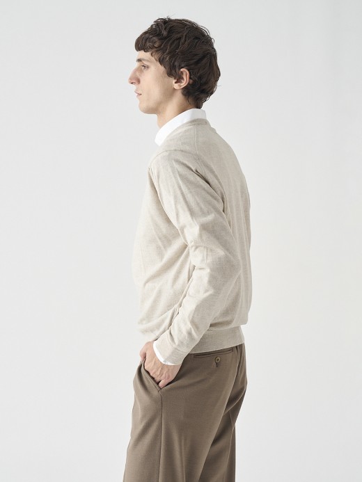 クルーネック長袖ニットプルオーバー | SCANLAN | 30G MODERN FIT 詳細画像 GREY FLEECE 6