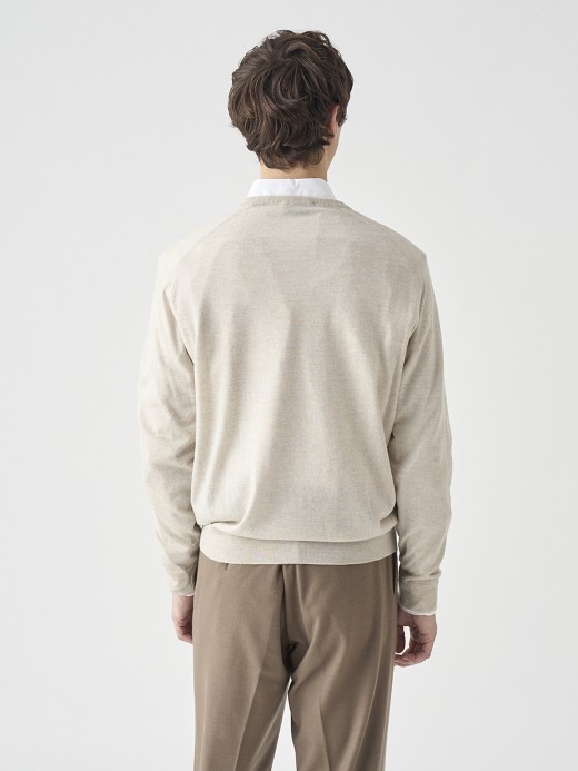 クルーネック長袖ニットプルオーバー | SCANLAN | 30G MODERN FIT 詳細画像 GREY FLEECE 8