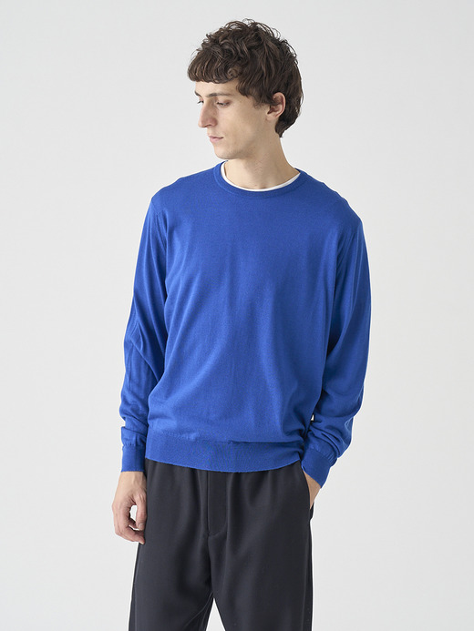 クルーネック長袖ニットプルオーバー | SCANLAN | 30G MODERN FIT 詳細画像 MAZARINE BLUE 1