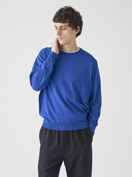 クルーネック長袖ニットプルオーバー | SCANLAN | 30G MODERN FIT 詳細画像 MAZARINE BLUE 3