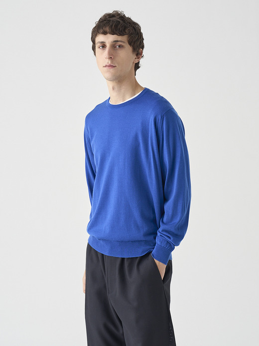 クルーネック長袖ニットプルオーバー | SCANLAN | 30G MODERN FIT 詳細画像 MAZARINE BLUE 4