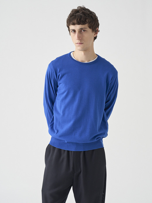 クルーネック長袖ニットプルオーバー | SCANLAN | 30G MODERN FIT 詳細画像 MAZARINE BLUE 5