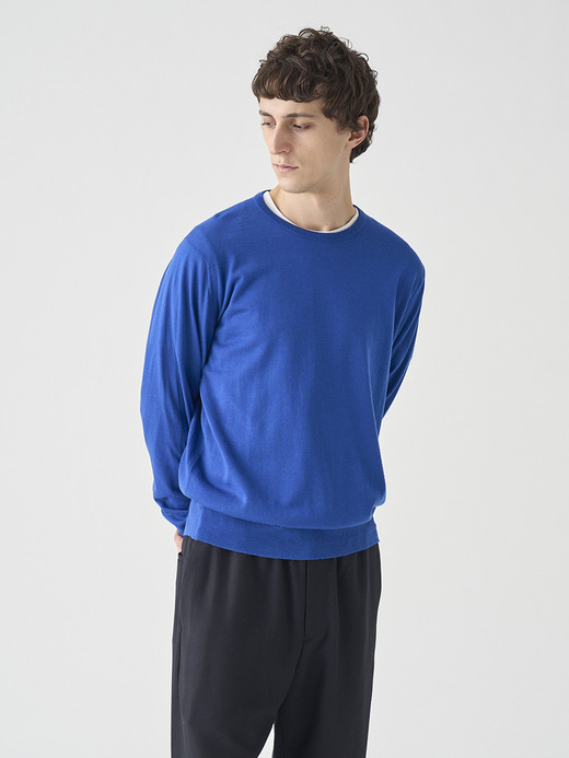 クルーネック長袖ニットプルオーバー | SCANLAN | 30G MODERN FIT 詳細画像 MAZARINE BLUE 6