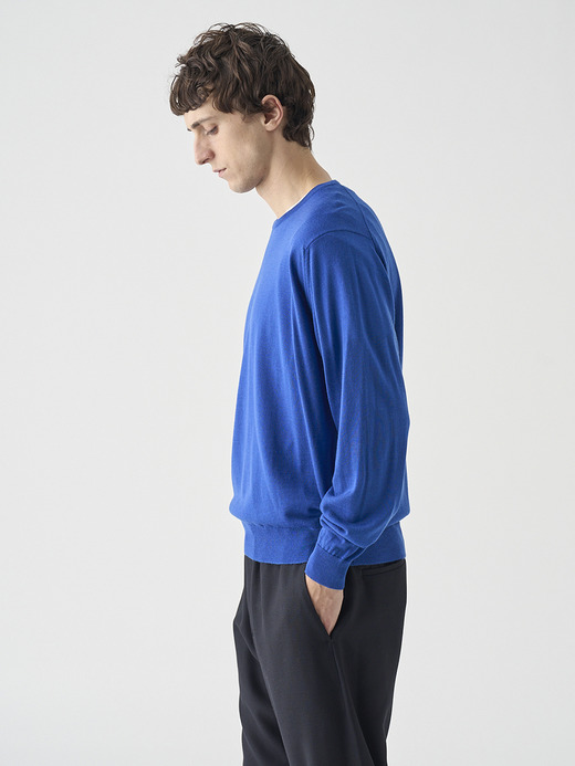 クルーネック長袖ニットプルオーバー | SCANLAN | 30G MODERN FIT 詳細画像 MAZARINE BLUE 7