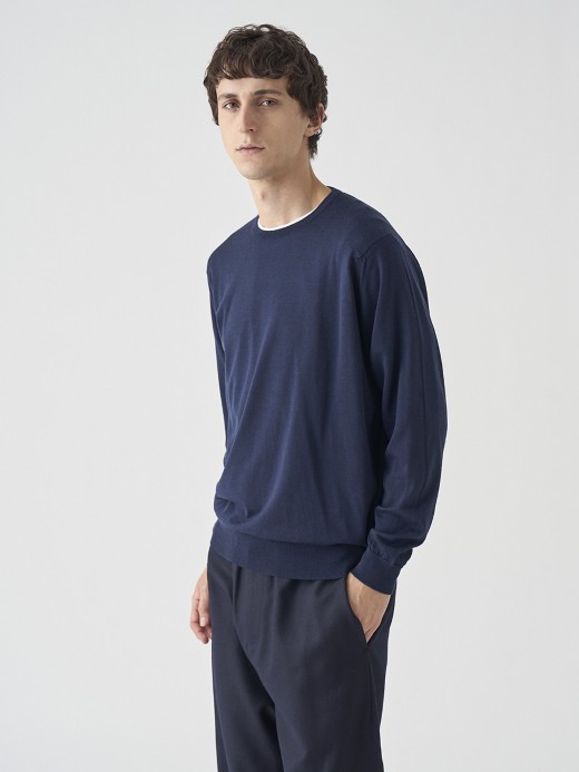 クルーネック長袖ニットプルオーバー | SCANLAN | 30G MODERN FIT 詳細画像 MIDNIGHT 2
