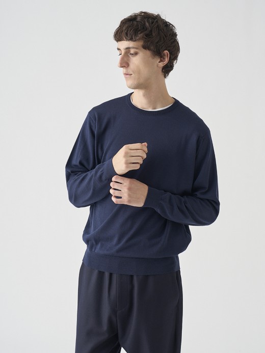 クルーネック長袖ニットプルオーバー | SCANLAN | 30G MODERN FIT 詳細画像 MIDNIGHT 5