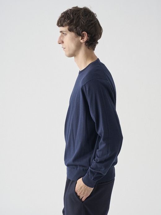 クルーネック長袖ニットプルオーバー | SCANLAN | 30G MODERN FIT 詳細画像 MIDNIGHT 6