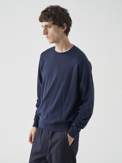 クルーネック長袖ニットプルオーバー | SCANLAN | 30G MODERN FIT 詳細画像 MIDNIGHT 7