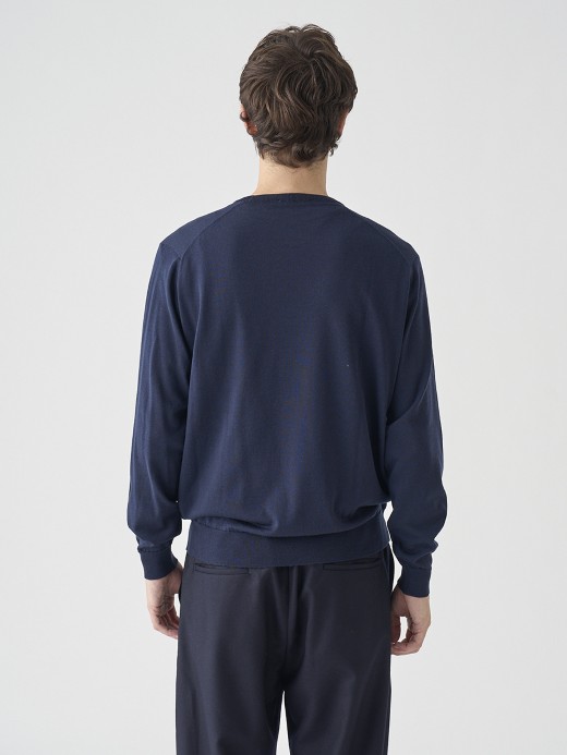 クルーネック長袖ニットプルオーバー | SCANLAN | 30G MODERN FIT 詳細画像 MIDNIGHT 8