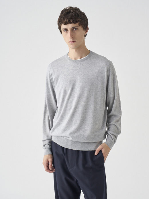 クルーネック長袖ニットプルオーバー | SCANLAN | 30G MODERN FIT 詳細画像 NIMBUS 1