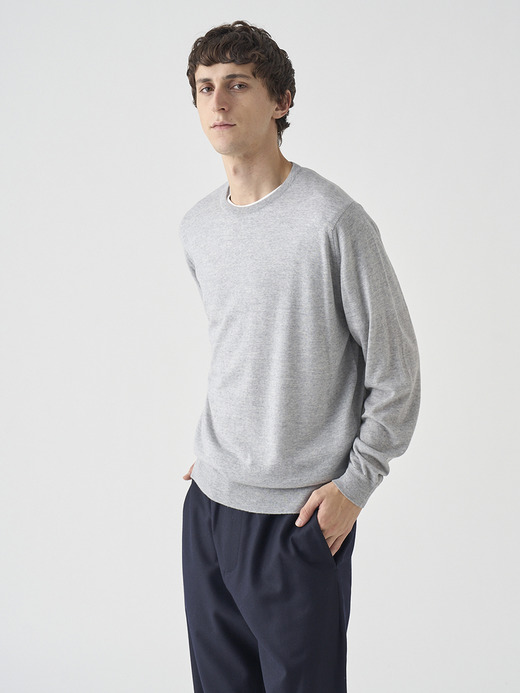 クルーネック長袖ニットプルオーバー | SCANLAN | 30G MODERN FIT 詳細画像 NIMBUS 4