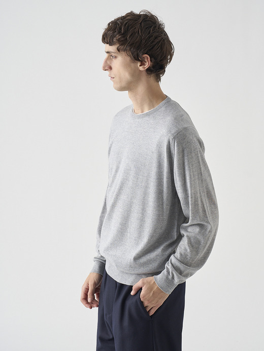クルーネック長袖ニットプルオーバー | SCANLAN | 30G MODERN FIT 詳細画像 NIMBUS 9
