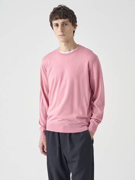 クルーネック長袖ニットプルオーバー | SCANLAN | 30G MODERN FIT 詳細画像 ROSE MOSS 1