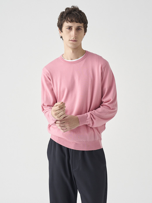 クルーネック長袖ニットプルオーバー | SCANLAN | 30G MODERN FIT 詳細画像 ROSE MOSS 6