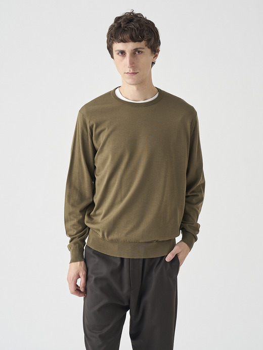 クルーネック長袖ニットプルオーバー | SCANLAN | 30G MODERN FIT 詳細画像 REWILDING GREEN 1