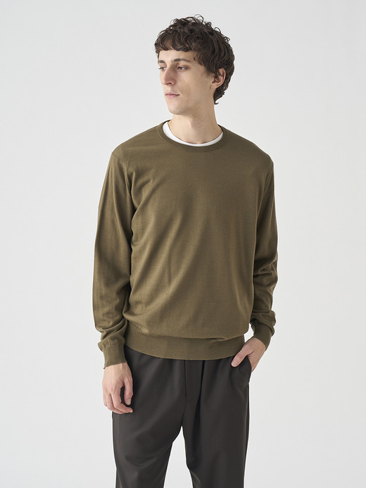 クルーネック長袖ニットプルオーバー | SCANLAN | 30G MODERN FIT 詳細画像 REWILDING GREEN 3