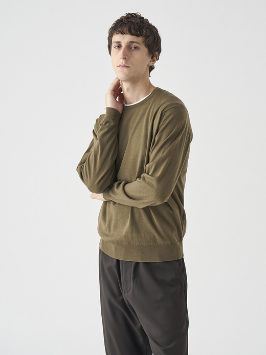 クルーネック長袖ニットプルオーバー | SCANLAN | 30G MODERN FIT 詳細画像 REWILDING GREEN 4
