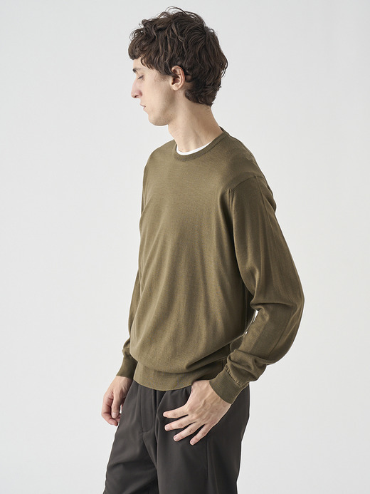 クルーネック長袖ニットプルオーバー | SCANLAN | 30G MODERN FIT 詳細画像 REWILDING GREEN 5