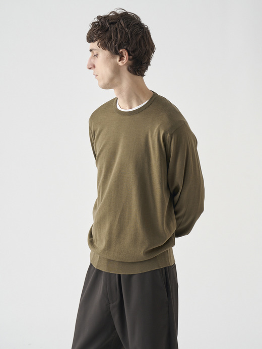 クルーネック長袖ニットプルオーバー | SCANLAN | 30G MODERN FIT 詳細画像 REWILDING GREEN 6