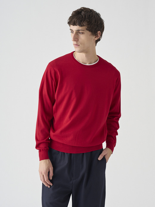クルーネック長袖ニットプルオーバー | SCANLAN | 30G MODERN FIT 詳細画像 RUBY RED 3