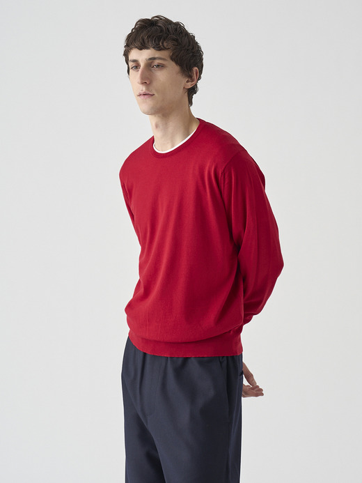 クルーネック長袖ニットプルオーバー | SCANLAN | 30G MODERN FIT 詳細画像 RUBY RED 4