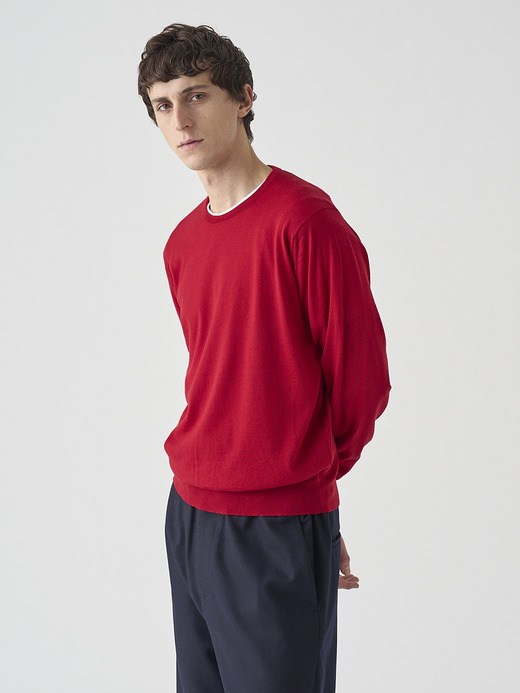 クルーネック長袖ニットプルオーバー | SCANLAN | 30G MODERN FIT 詳細画像 RUBY RED 5