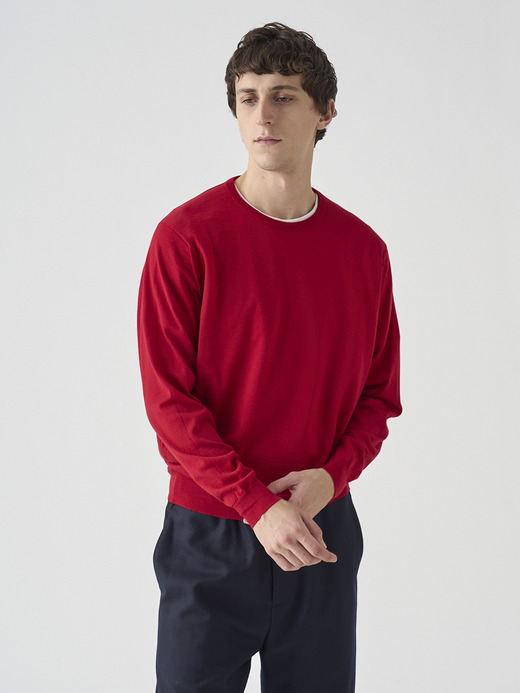 クルーネック長袖ニットプルオーバー | SCANLAN | 30G MODERN FIT 詳細画像 RUBY RED 6