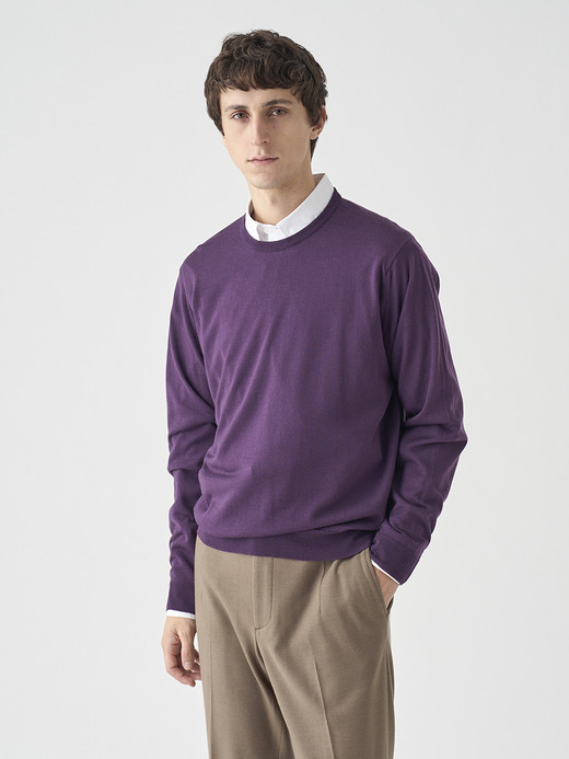 クルーネック長袖ニットプルオーバー | SCANLAN | 30G MODERN FIT 詳細画像 VELVET PLUM 1