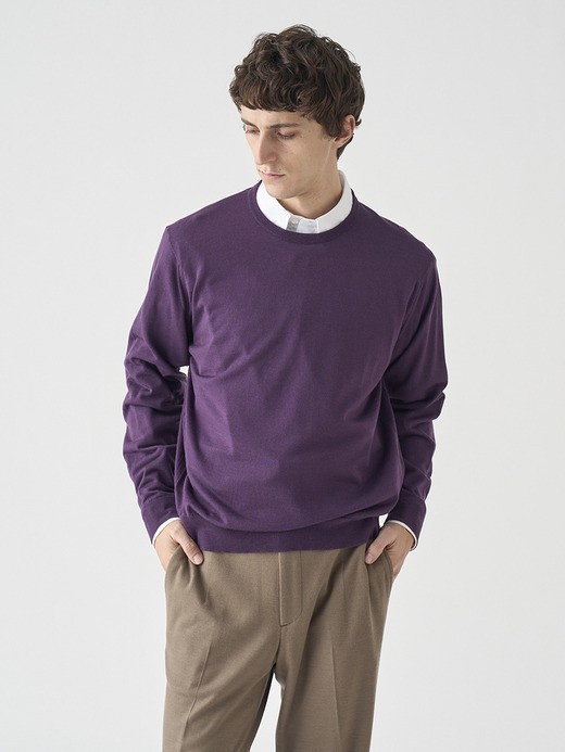 クルーネック長袖ニットプルオーバー | SCANLAN | 30G MODERN FIT 詳細画像 VELVET PLUM 3