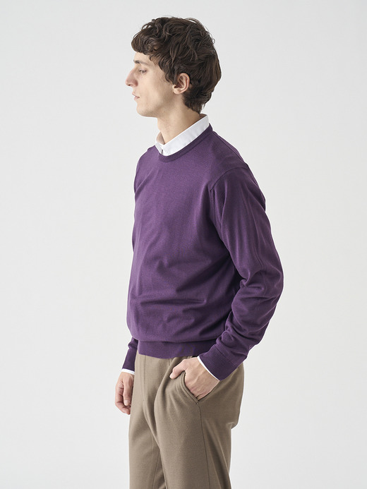 クルーネック長袖ニットプルオーバー | SCANLAN | 30G MODERN FIT 詳細画像 VELVET PLUM 4