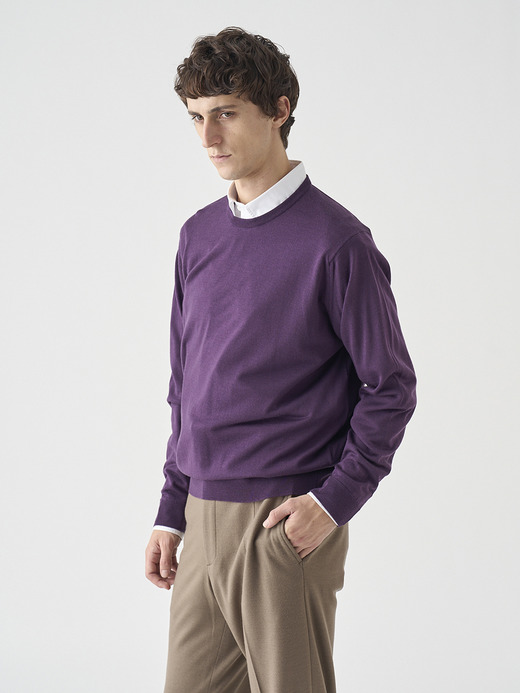 クルーネック長袖ニットプルオーバー | SCANLAN | 30G MODERN FIT 詳細画像 VELVET PLUM 5