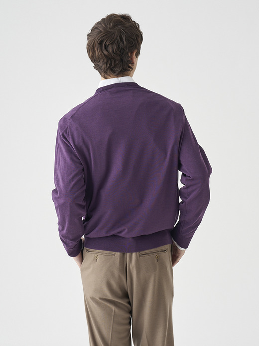 クルーネック長袖ニットプルオーバー | SCANLAN | 30G MODERN FIT 詳細画像 VELVET PLUM 7