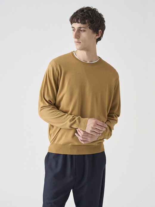 クルーネック長袖ニットプルオーバー | SCANLAN | 30G MODERN FIT 詳細画像 YELLOW LUSTRE 3