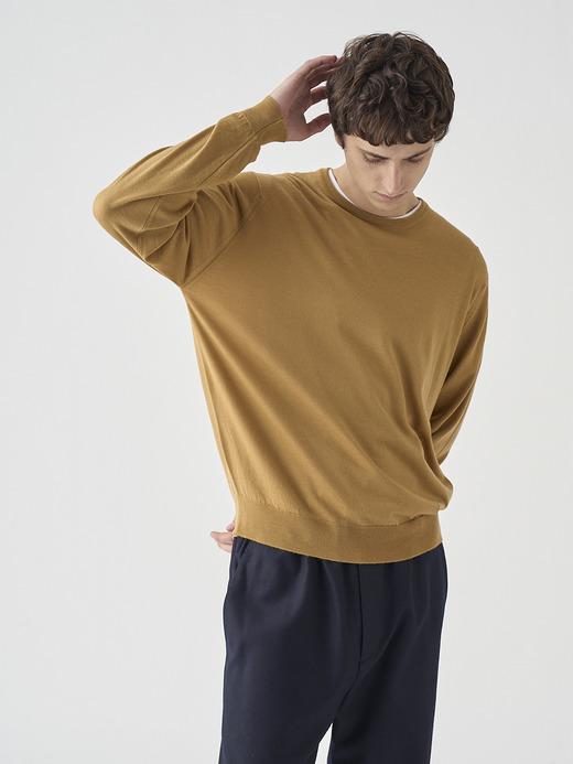 クルーネック長袖ニットプルオーバー | SCANLAN | 30G MODERN FIT 詳細画像 YELLOW LUSTRE 4