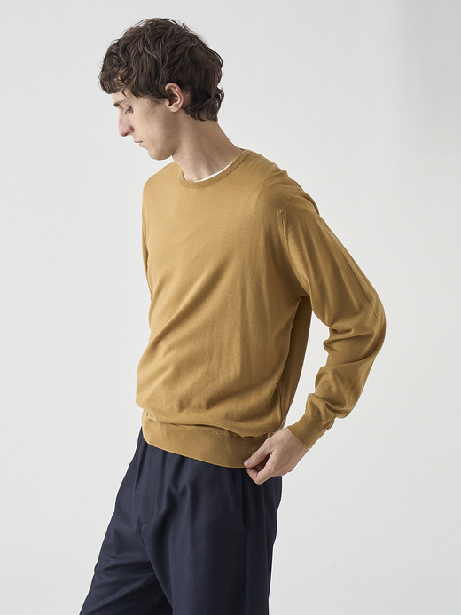クルーネック長袖ニットプルオーバー | SCANLAN | 30G MODERN FIT 詳細画像 YELLOW LUSTRE 6