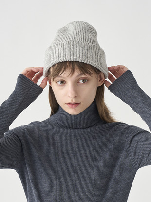 ［Eco Cashmere］カシミヤ混 リブ編ニットキャップ | SUNDAY | 5G