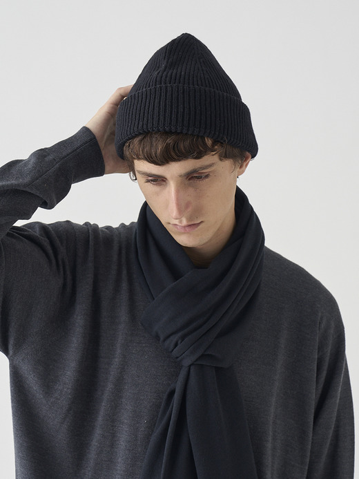 ［Eco Cashmere］カシミヤ混 リブ編ニットキャップ | SUNDAY | 5G 詳細画像 BLACK 1