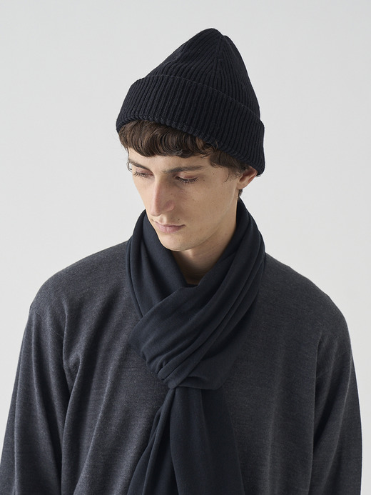 ［Eco Cashmere］カシミヤ混 リブ編ニットキャップ | SUNDAY | 5G 詳細画像 BLACK 3
