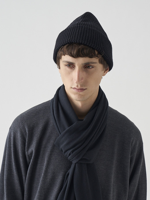 ［Eco Cashmere］カシミヤ混 リブ編ニットキャップ | SUNDAY | 5G 詳細画像 BLACK 4