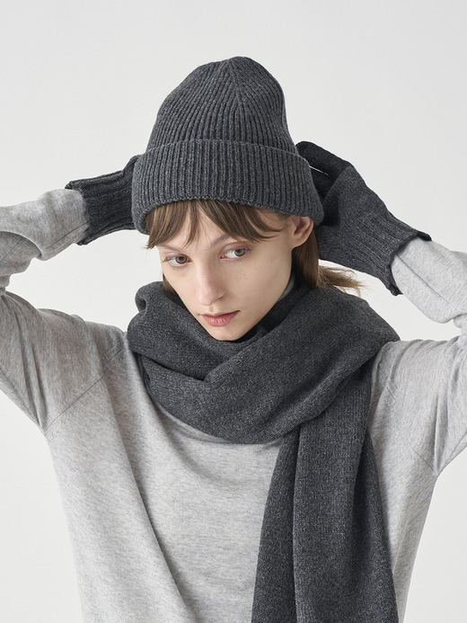 ［Eco Cashmere］カシミヤ混 リブ編ニットキャップ | SUNDAY | 5G 詳細画像 DARK ASH 3