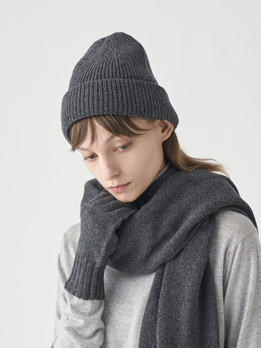 ［Eco Cashmere］カシミヤ混 リブ編ニットキャップ | SUNDAY | 5G 詳細画像 DARK ASH 5
