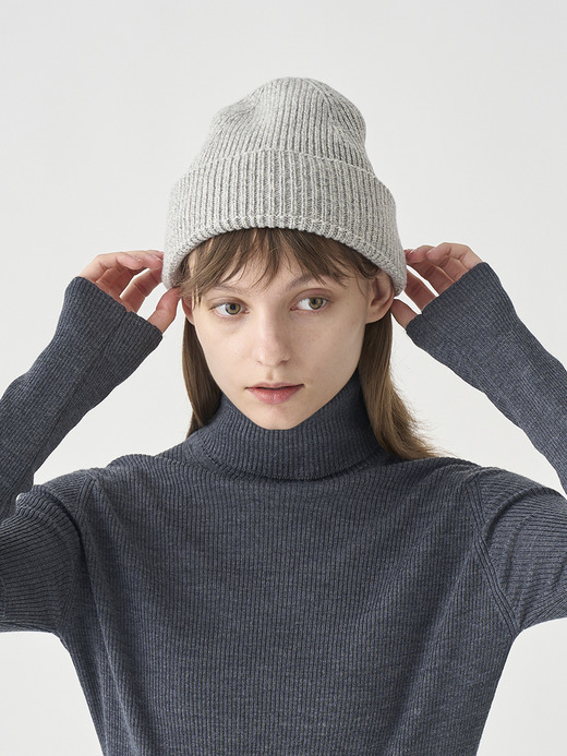 ［Eco Cashmere］カシミヤ混 リブ編ニットキャップ | SUNDAY | 5G 詳細画像 POLAR 1