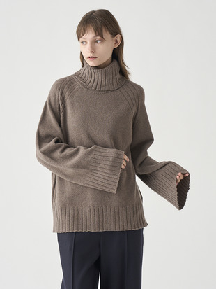 ［Eco Cashmere］カシミヤ混 オーバーサイズタートルネック長袖ニットプルオーバー | TABATHA | 7G