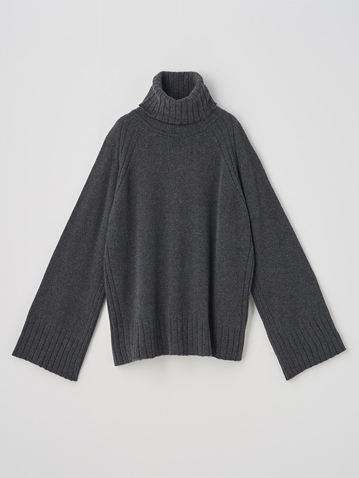 ［Eco Cashmere］カシミヤ混 オーバーサイズタートルネック長袖ニットプルオーバー | TABATHA | 7G 詳細画像 DARK ASH 2